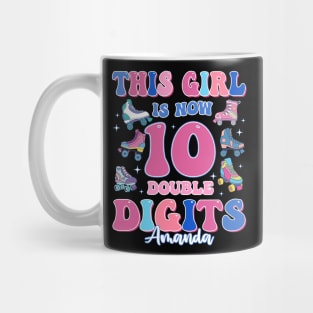 Double Digits 10 Birthday Tee Roller Birthday Tee Custom Birthday Girl Gift Rollin' into 10 Mug